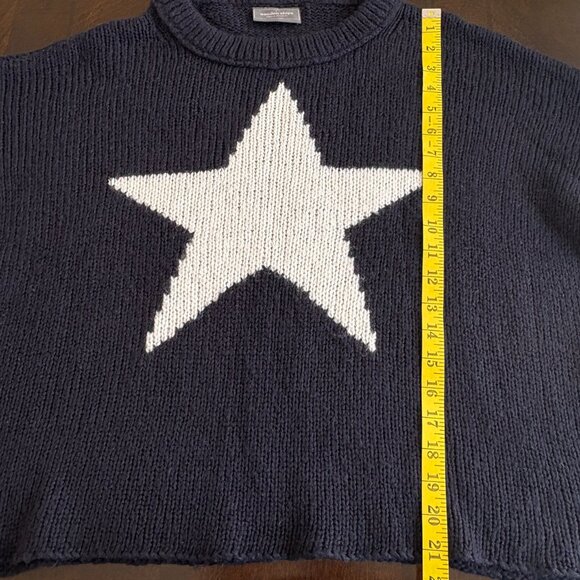 Wooden Ships Navy Blue White Star Wool Mohair Blend Boxy Sweater Size S/M - Picture 6 of 7